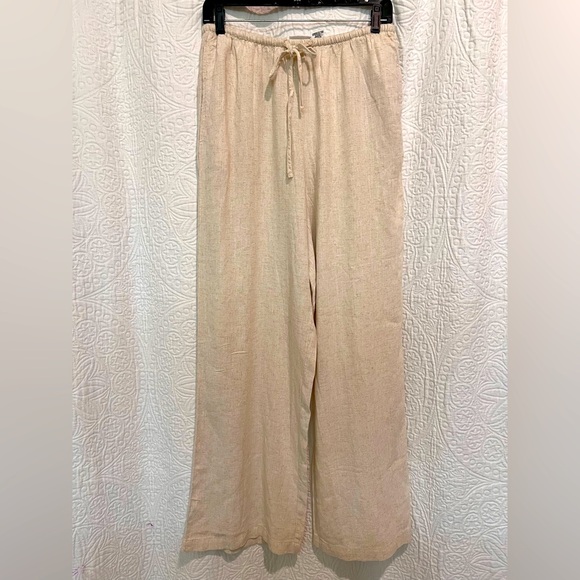 Song of Style by Aimee Song Linen Blend Wide Leg Pants Oatmeal - Size Large - Picture 1 of 7